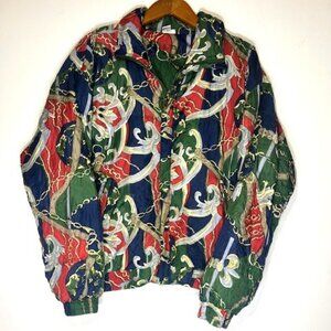 FuDa International Vintage Collared Abstract Puffer Full Zip Jacket Sz M‎